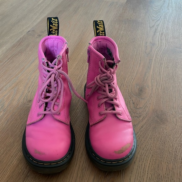 Dr. Martens Kids Leather Lace Up Boots Pink Size 13 US - Picture 1 of 14